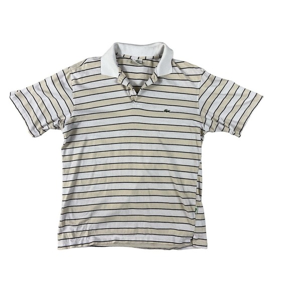 Lacoste‎ Men White Striped Short Sleeve Pullover Polo Sz 6 / XL - Picture 1 of 6